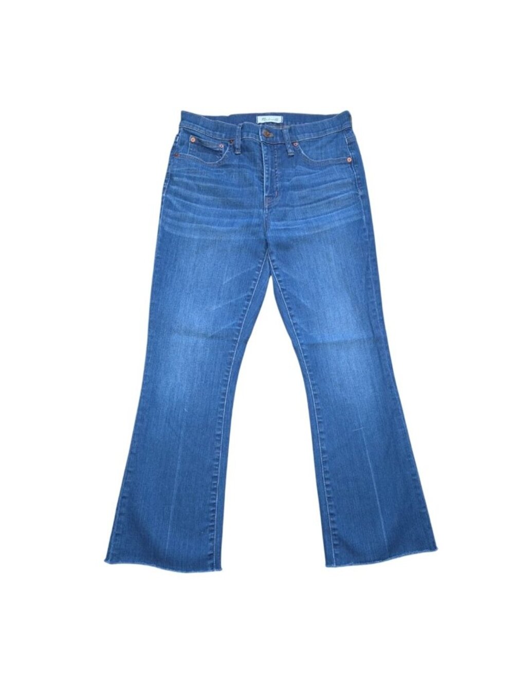 Madewell Cali Demi-Boot Jeans Raw Hem Stretch Women's Size 28 Blue